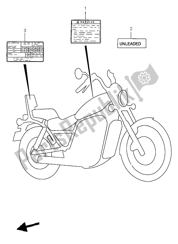 Wszystkie części do Etykieta Ostrzegawcza Suzuki VS 800 Intruder 1998