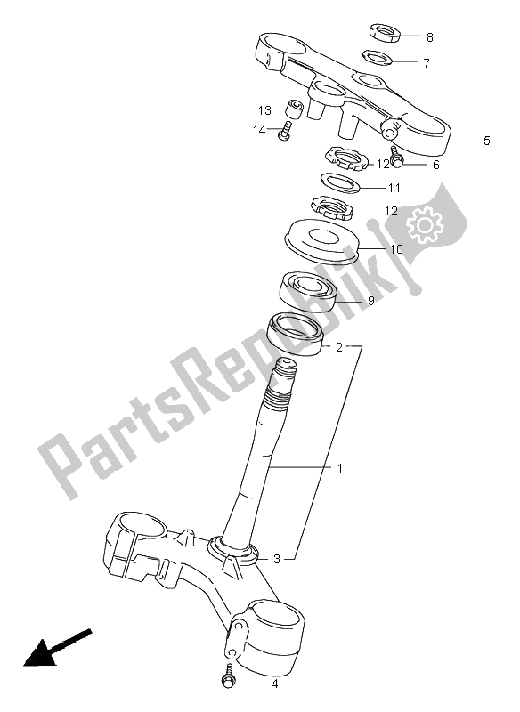 All parts for the Steering Stem of the Suzuki TL 1000S 2000