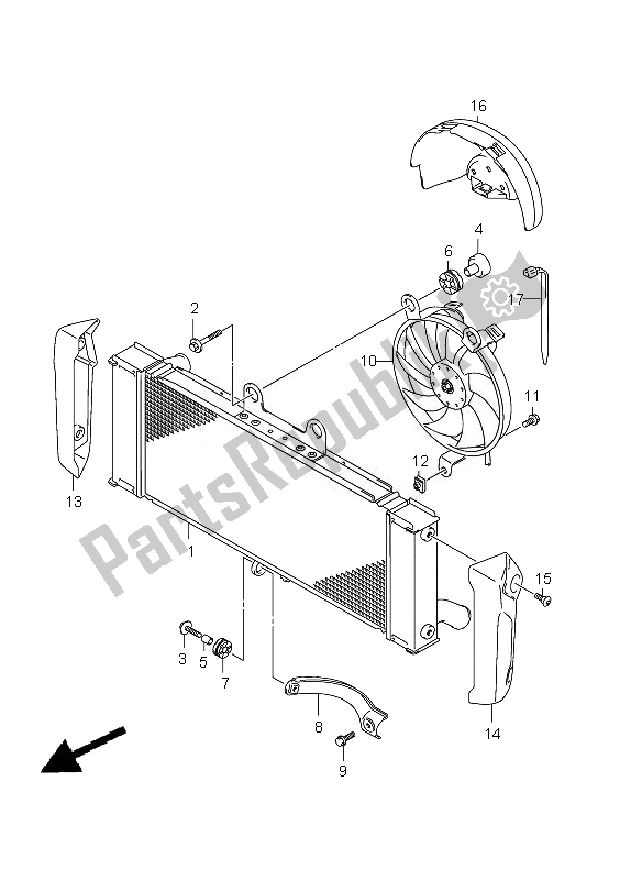 Toutes les pièces pour le Radiateur du Suzuki GSF 650 Nsnasa Bandit 2010