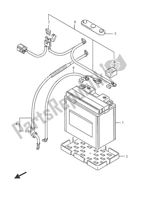 All parts for the Battery of the Suzuki LT A 500 XP Kingquad AXI 4X4 2016