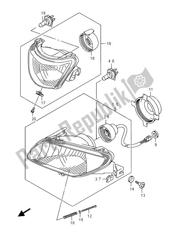 All parts for the Headlamp of the Suzuki LT A 750 XVZ Kingquad AXI 4X4 2015