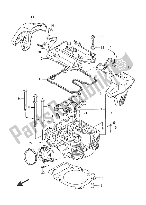 All parts for the Cylinder Head (rear)(vzr1800uf E21) of the Suzuki VZR 1800 BZ M Intruder 2016