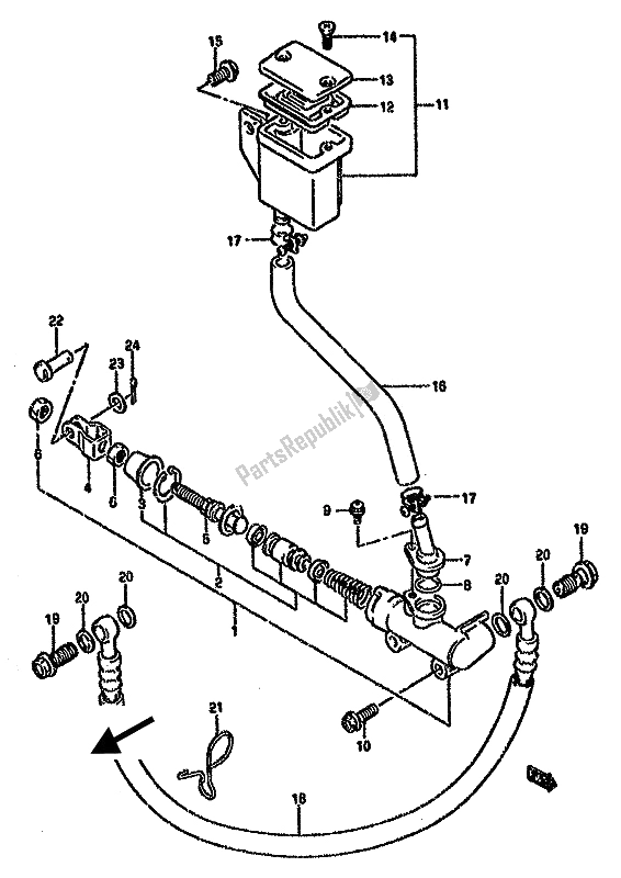 Todas las partes para Cilindro Maestro Trasero de Suzuki GSX 750F 1989