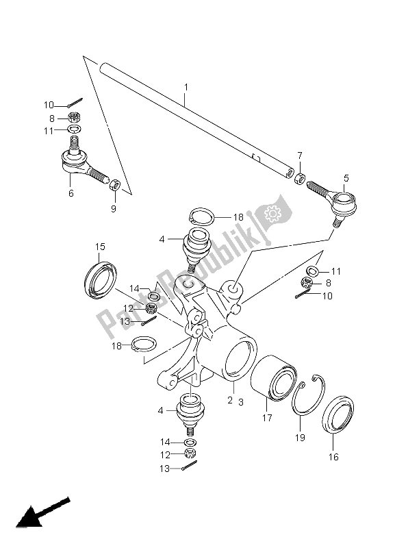 All parts for the Steering Knuckle of the Suzuki LT A 500 XPZ Kingquad AXI 4X4 2009