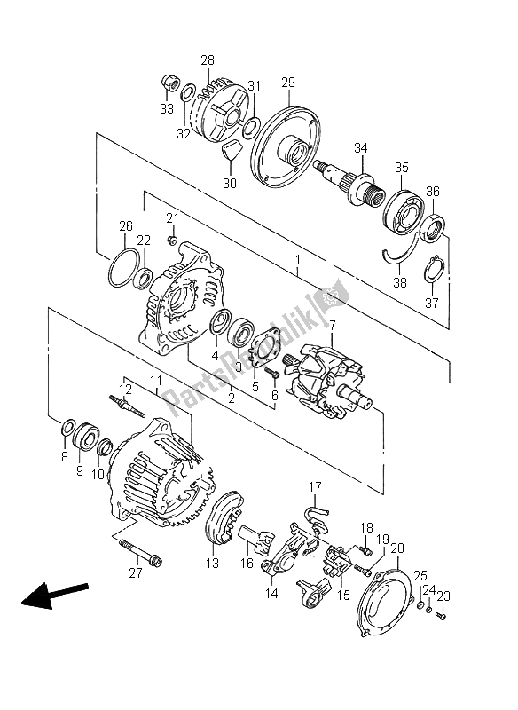 Todas las partes para Alternador de Suzuki GSX R 750W 1995