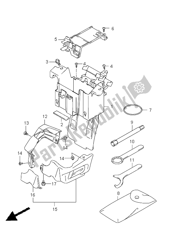 Tutte le parti per il Portabatteria del Suzuki SFV 650A Gladius 2009