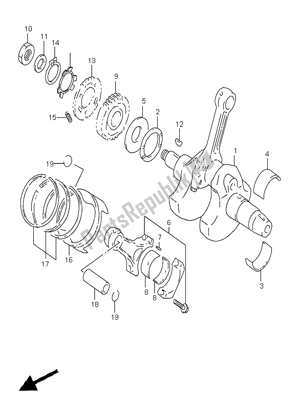 All parts for the Crankshaft of the Suzuki TL 1000S 1998