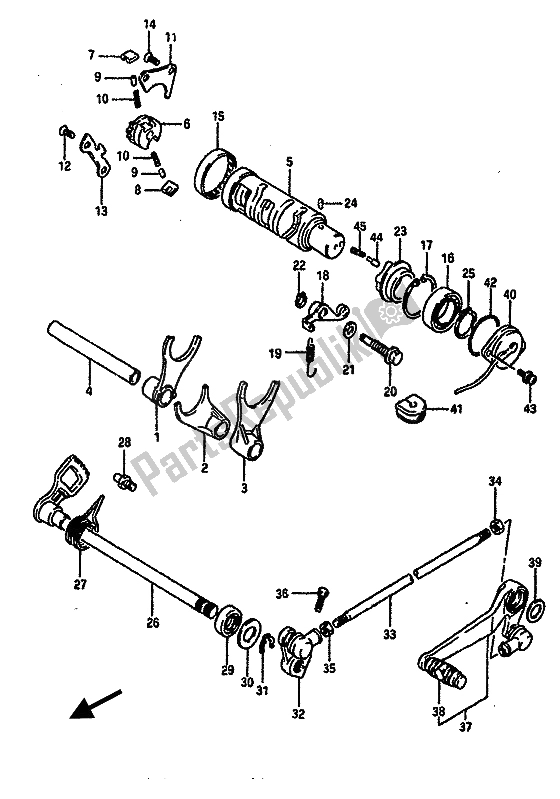 All parts for the Gear Shifting of the Suzuki GSX R 750 1988