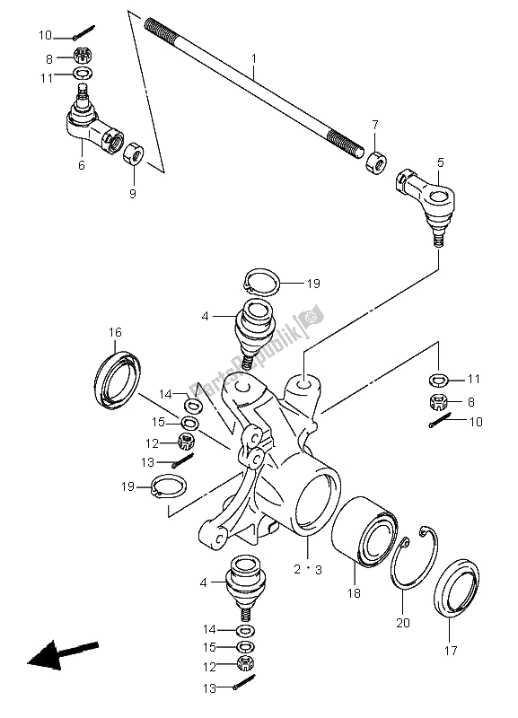 Tutte le parti per il Tirapugni del Suzuki LT A 700X Kingquad 4X4 2005