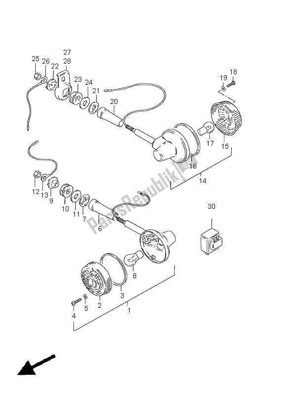 Toutes les pièces pour le Feu Clignotant (e1-e30) du Suzuki GN 125E 2001