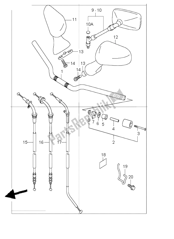 All parts for the Handlebar of the Suzuki GSF 1200 NS Bandit 2002