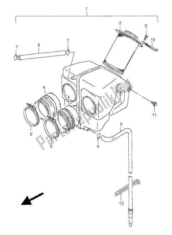 All parts for the Air Cleaner of the Suzuki GS 500H 2001