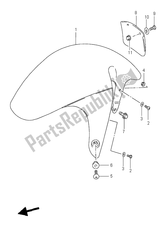 All parts for the Front Fender of the Suzuki GSX R 1100W 1996