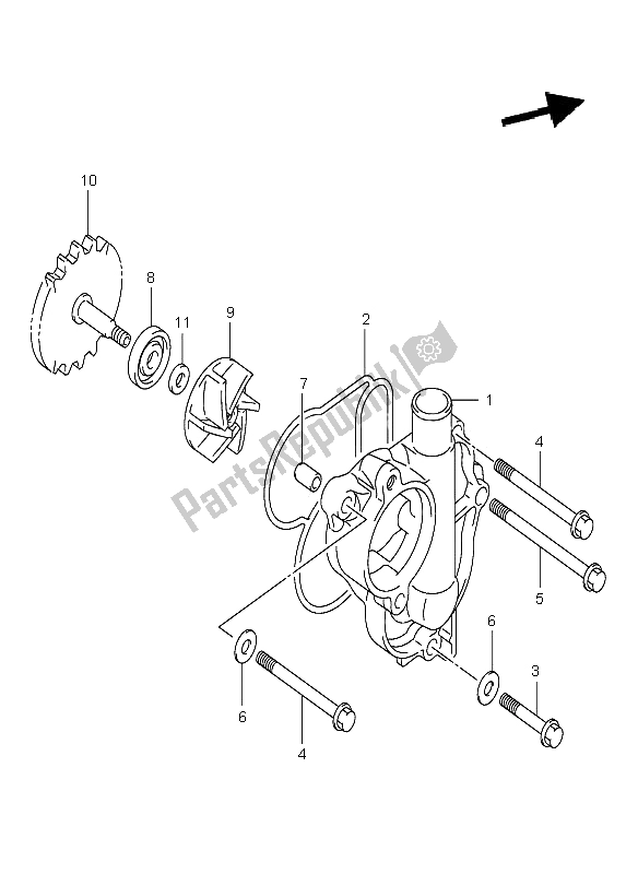 Alle onderdelen voor de Waterpomp van de Suzuki RM Z 450 2005