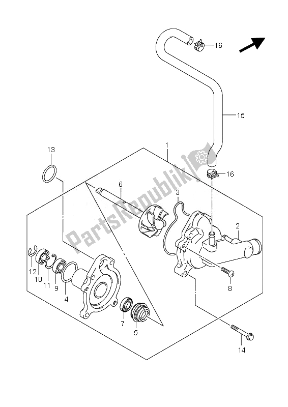 All parts for the Water Pump of the Suzuki AN 650A Burgman Executive 2010