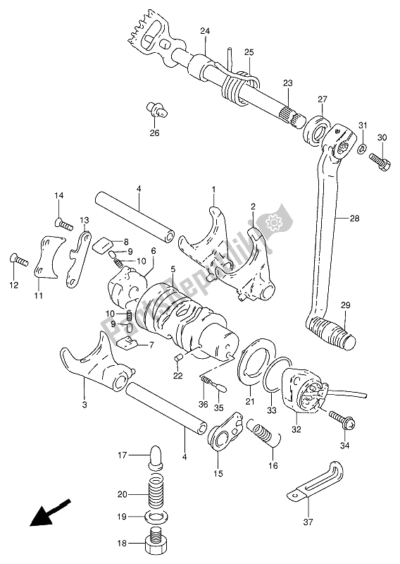 All parts for the Gear Shifting of the Suzuki GN 250E 1991