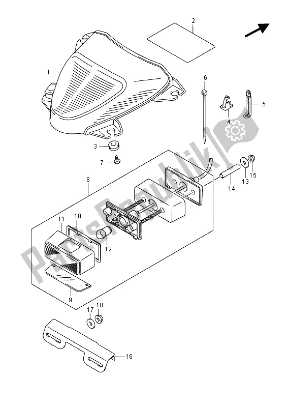 All parts for the Rear Combination Lamp of the Suzuki VZ 800 Intruder 2014