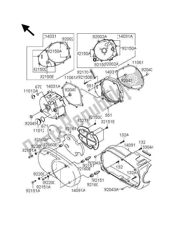 Todas las partes para Cubierta Izquierda Del Motor de Suzuki VZ 1600 Marauder 2004