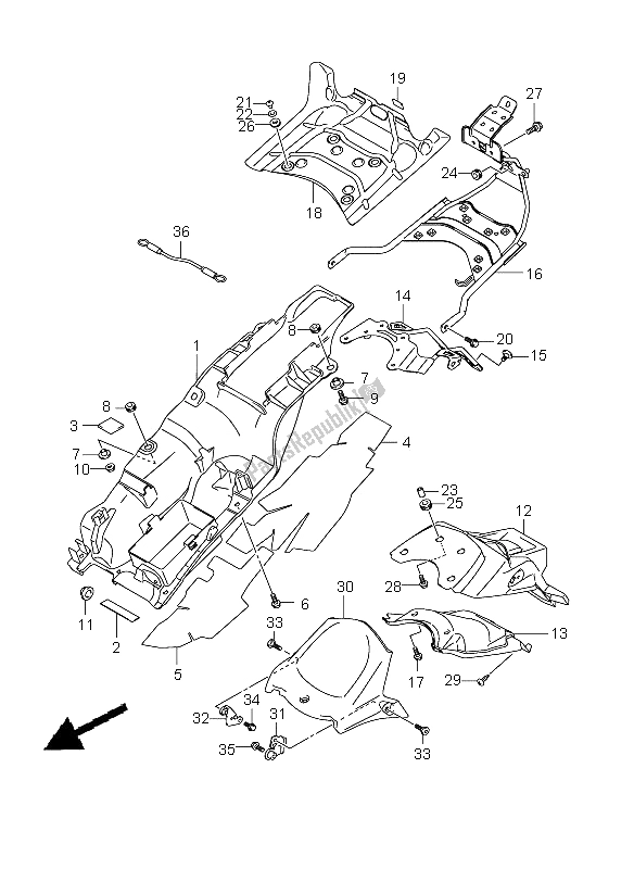 All parts for the Rear Fender of the Suzuki GSX 1300 BKA B King 2009