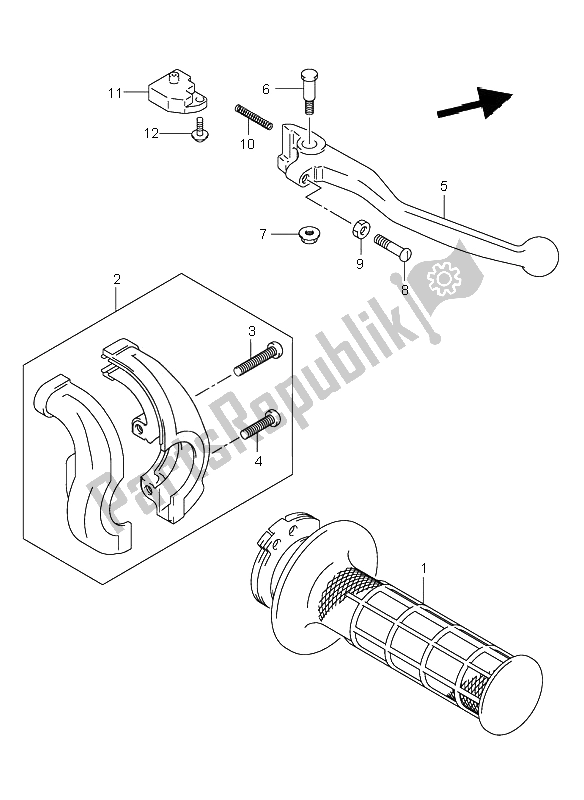 Tutte le parti per il Leva Della Maniglia Destra del Suzuki DR Z 400S 2000