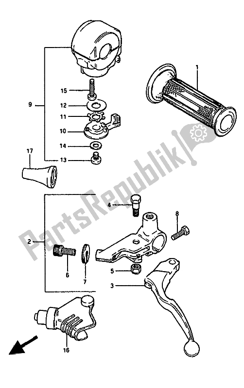 Tutte le parti per il Interruttore Maniglia Sinistra del Suzuki GSX 550 1985