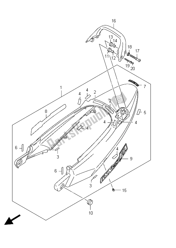 Toutes les pièces pour le Couverture De Queue De Siège du Suzuki GSX 1250 FA 2012