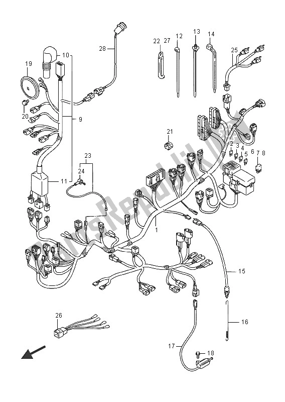 Tutte le parti per il Cablaggio Elettrico del Suzuki DL 1000A V Strom 2016