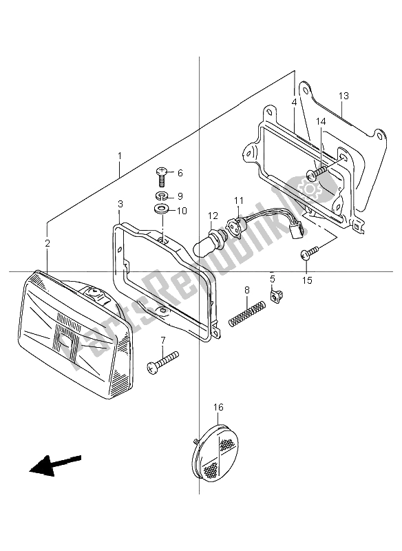 All parts for the Headlamp (e2) of the Suzuki TR 50S Street Magic 1999