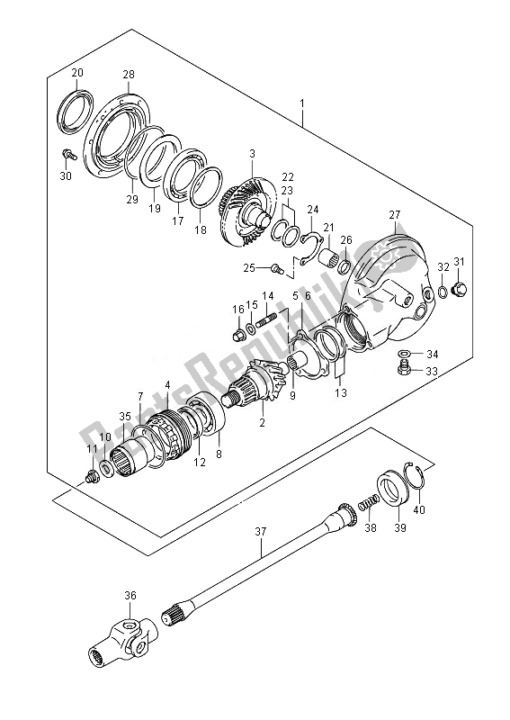 All parts for the Propeller Shaft & Final Drive Gear of the Suzuki VL 800B Intruder 2014