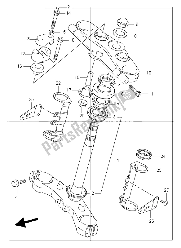 Tutte le parti per il Gambo Dello Sterzo (gsf1200) del Suzuki GSF 1200 NS Bandit 2003