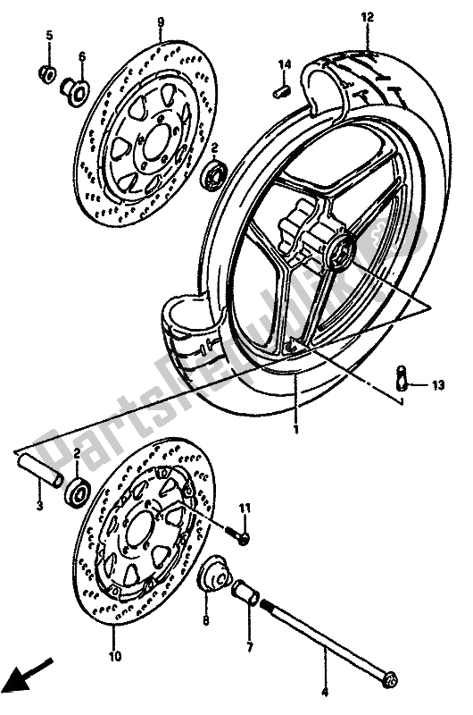 Tutte le parti per il Ruota Anteriore del Suzuki GSX R 750 1985