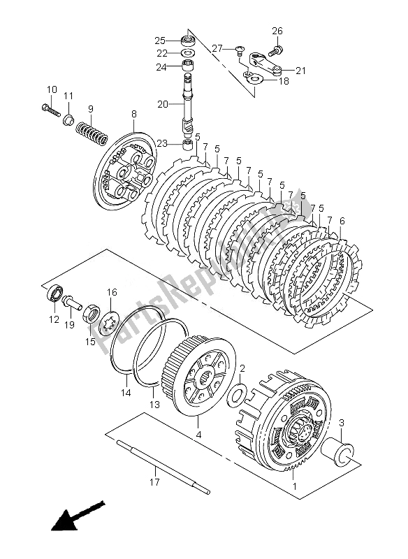 Alle onderdelen voor de Koppeling van de Suzuki DR Z 400 SM 2007