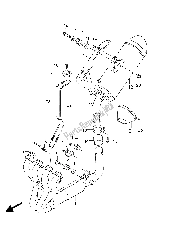 All parts for the Muffler of the Suzuki GSR 750A 2012