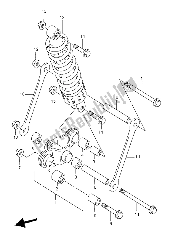 All parts for the Cushion Lever of the Suzuki GS 500 2002