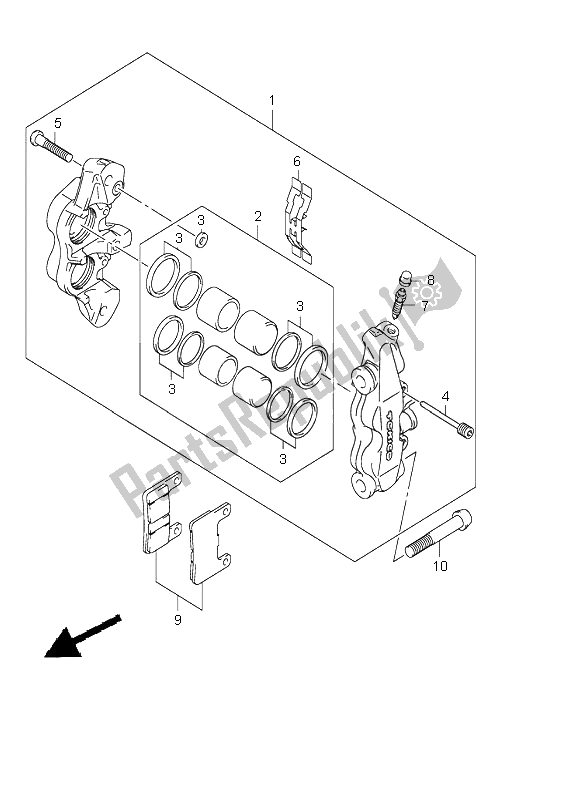 Todas as partes de Compasso De Calibre Frontal do Suzuki GSX R 1000 2004