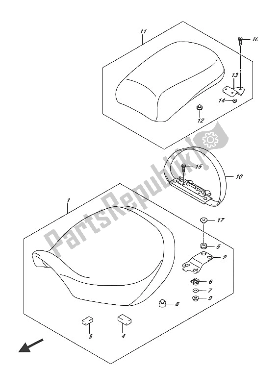 Tutte le parti per il Posto A Sedere del Suzuki VL 1500 BT Intruder 2016