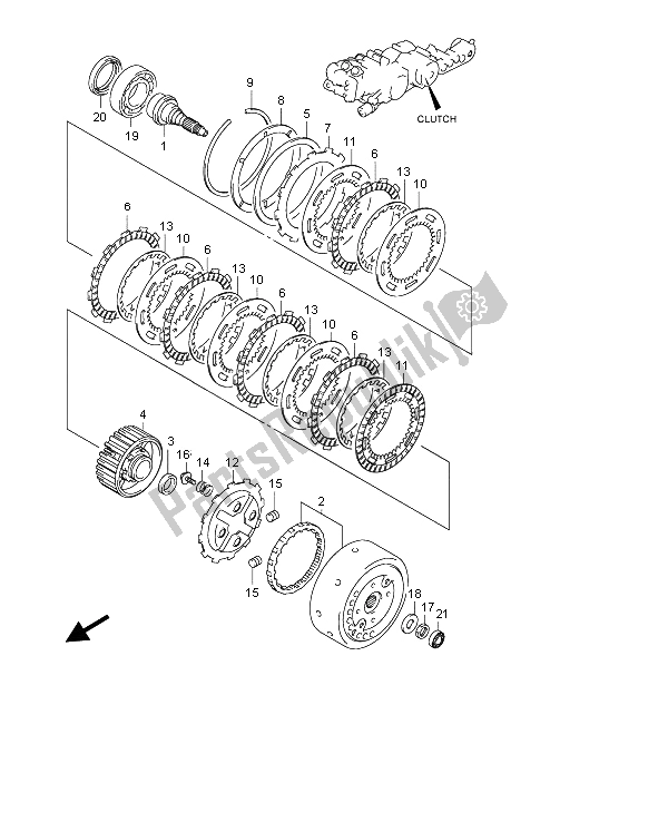 All parts for the Clutch of the Suzuki AN 650A Burgman Executive 2006