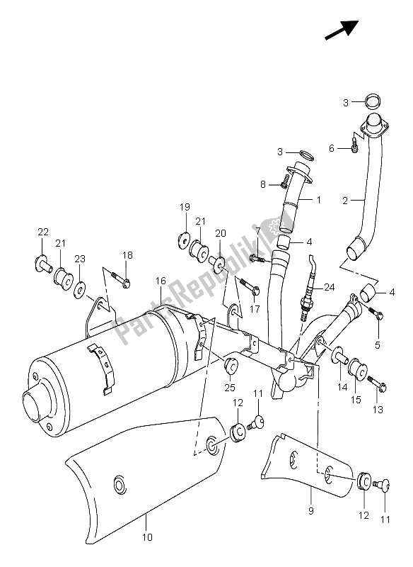 All parts for the Muffler of the Suzuki DL 650 V Strom 2006