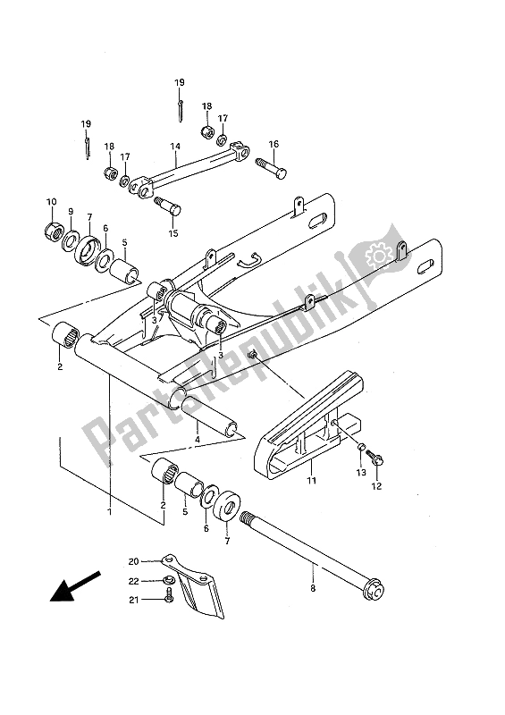 All parts for the Rear Swinging Arm of the Suzuki GSF 400 Bandit 1993