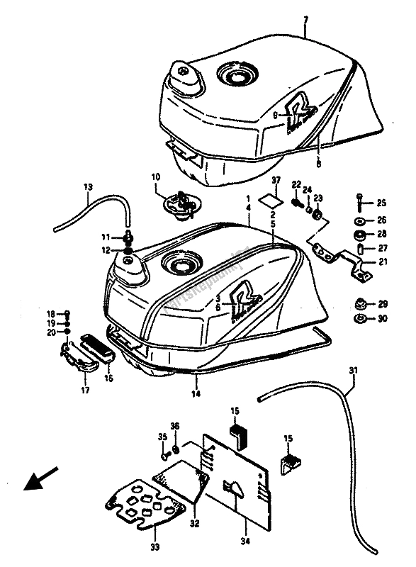 Toutes les pièces pour le Réservoir D'essence du Suzuki GSX R 1100 1986