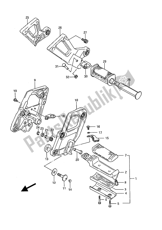 Toutes les pièces pour le Repose Pieds du Suzuki GSX 1100F 1990