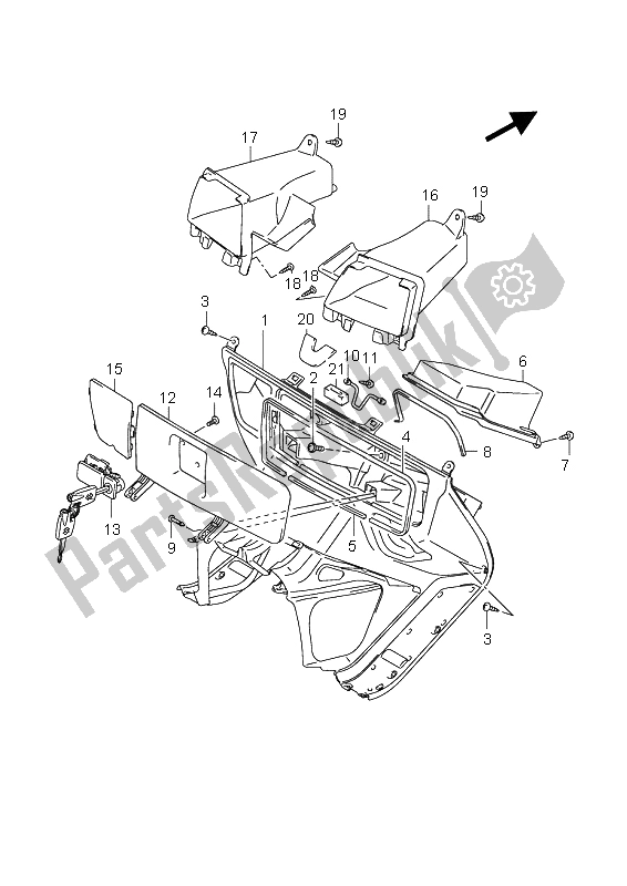 Todas las partes para Caja Frontal de Suzuki AN 650A Burgman Executive 2009