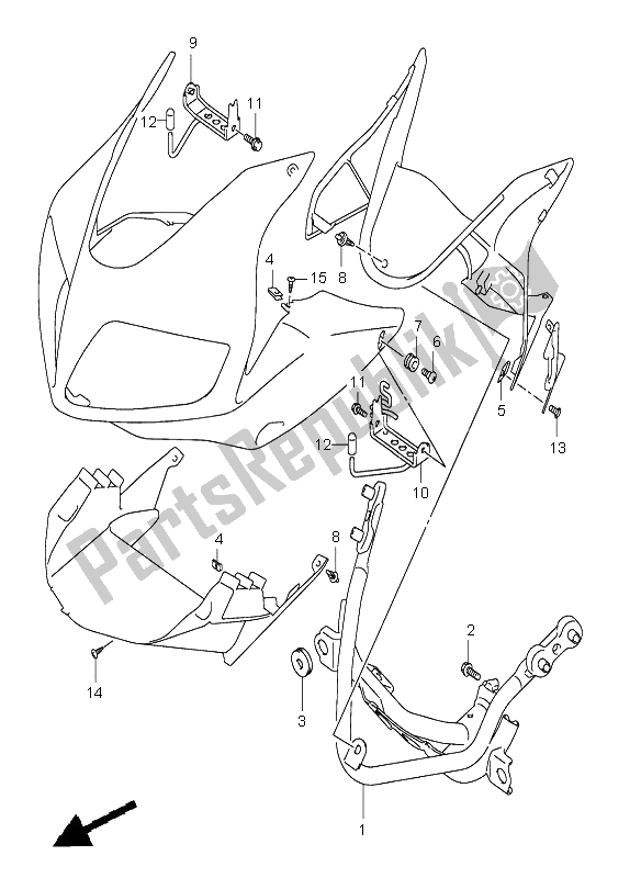 All parts for the Cowling Installation Parts (with Cowling) of the Suzuki SV 650 NS 2004