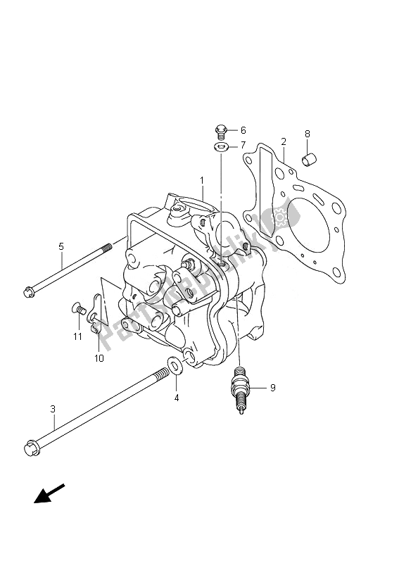 All parts for the Cylinder Head of the Suzuki UX 150 Sixteen 2010