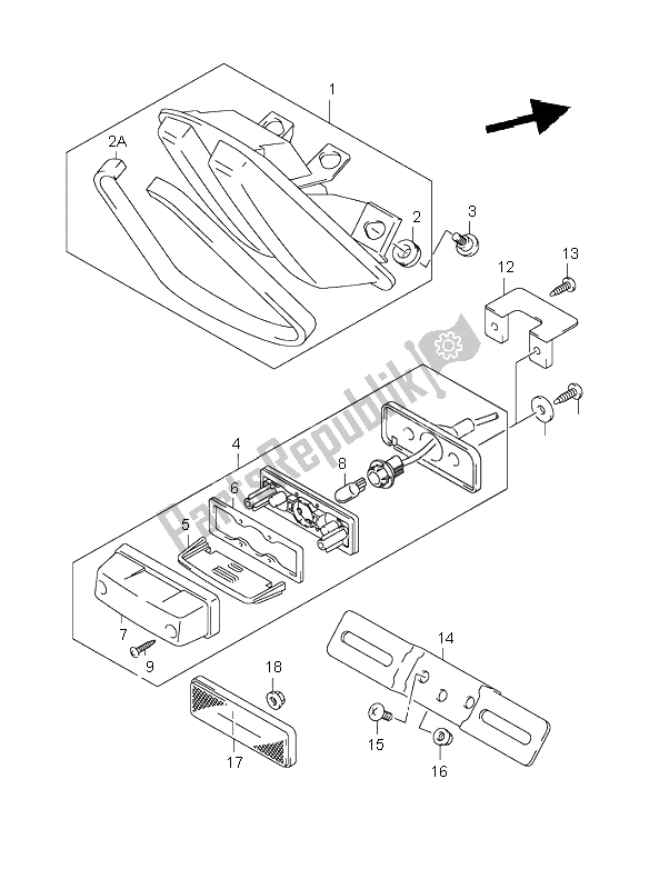 All parts for the Tail Lamp of the Suzuki SV 650 NS 2006