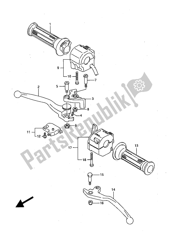 All parts for the Handle Switch of the Suzuki GSX R 1100 1992