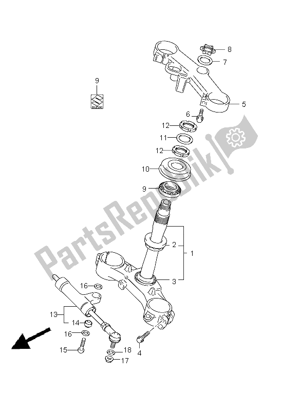 All parts for the Steering Stem of the Suzuki GSX R 1000 2001