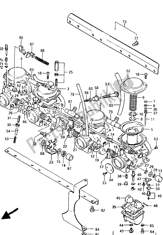 Alle onderdelen voor de Carburator van de Suzuki GS 1100G 1986