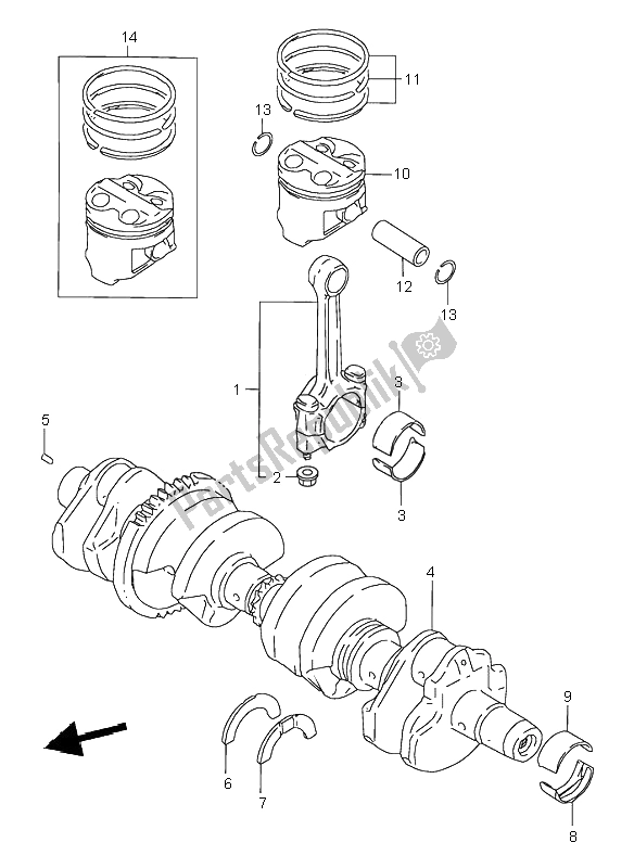 Tutte le parti per il Albero A Gomiti del Suzuki GSX 600F 2001