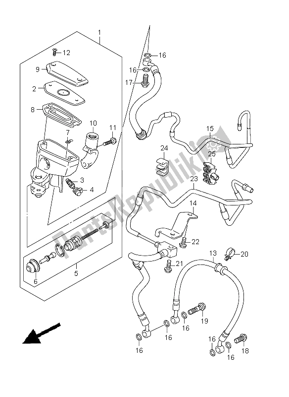 Tutte le parti per il Tubo Freno Anteriore (gsx1300bka-auf) del Suzuki GSX 1300 BKA B King 2009